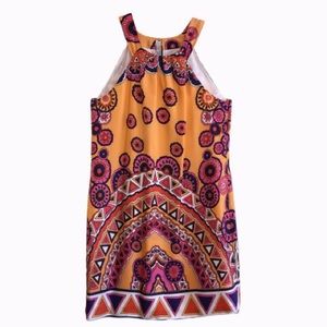 Skirtin Around Orange/Multi Silk Halter Dress